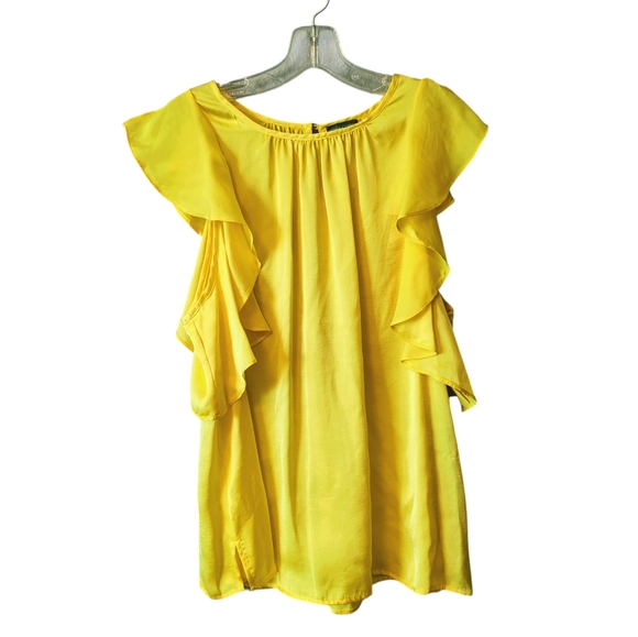 Vince Camuto Tops - NWT Vince Camuto Bright Yellow Ruffled Sleeve Blouse Top Sz. L